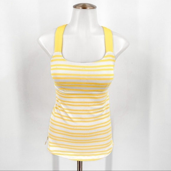 Lululemon Yellow/White stripped tank top - Picture 3 of 7